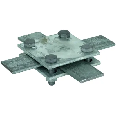 DEHN Kreuzstück 320044 | Kreuzverbinder für Flachleiter 30–40 mm | Stahl feuerverzinkt | 70x70 mm | M8 Schrauben