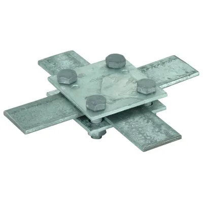 DEHN Kreuzverbinder 318033 | Kreuzstück für Flachleiter 30x30 mm | Stahl feuerverzinkt | M8 Schraube | 100 kA Blitzstrom