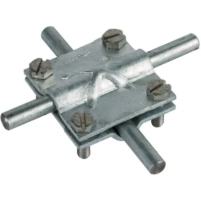 DEHN Kreuzverbinder 314300 | Kreuzstück für Rundleiter 8-10mm & Flachleiter 30mm | Stahl feuerverzinkt | M6 | 100kA