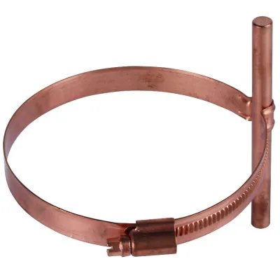 DEHN Leitungshalter 200077 | Blitzschutz Regenrohrhalter | 80-100mm | für Rundleiter 8mm Cu | Edelstahl verkupfert