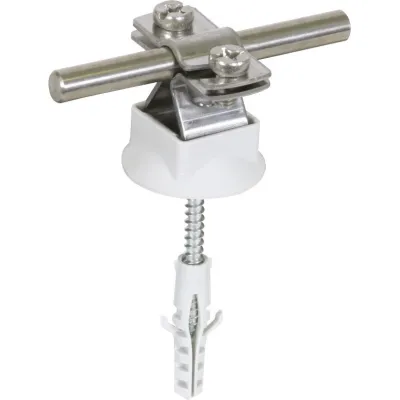 DEHN Leitungshalter 274160 | NIRO Edelstahl V2A | für Runddraht 8-10 mm | mit Schraubschelle & Dübel | 30 mm Wandabstand