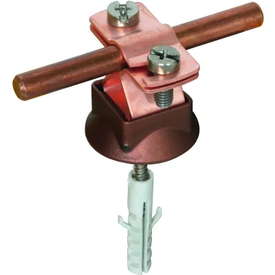 DEHN Leitungshalter 274167 | Rundleiter 8-10 mm | Edelstahl V2A | Kunststoffsockel | Schraubschelle | Wandabstand 30 mm