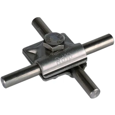 DEHN MV-Klemme 391059 | T-/Kreuz-/Parallelverbinder | Rd 10mm | Edelstahl V2A | unbehandelt | 100kA | Sechskantschraube