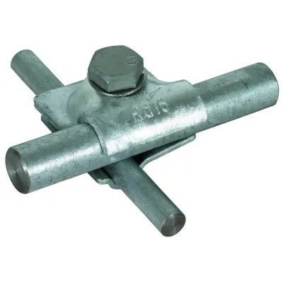 DEHN Mehrzweckklemme 392050 | T-/Kreuz-/Parallel-Verbinder | Rd 8-10/16 mm | Stahl verzinkt | Sechskantschraube | 100 kA