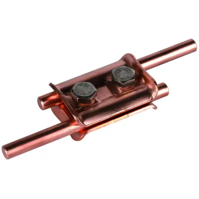 DEHN Parallelverbinder 307007 | Kupfer | für Rundleiter 7-10mm | unbehandelt | 100kA Blitzstrom | Sechskantschraube