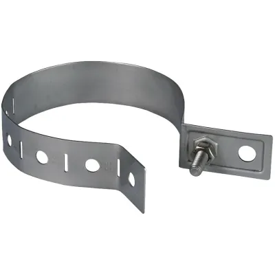 DEHN Regenrohrschelle 423019 | Rohrschelle V2A Edelstahl 60-100mm | Anschlussloch 10,5mm | verstellbar | unbehandelt