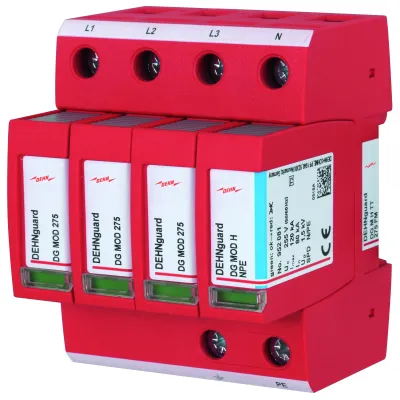 DEHN Überspannungsableiter Typ 2 DG M H TT 275 FM | 952385 | 4-polig | 230V | 40kA | TN-S/TT | Hutschiene | 4TE