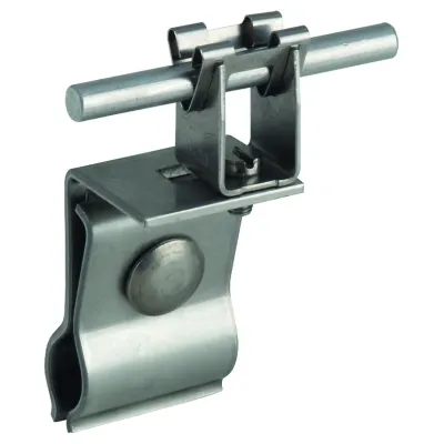 DEHN Dachleitungshalter 223011 | für Metalldach Rundstehfalz | 8mm Klemmschelle | Edelstahl V2A | schraubbar | 42mm