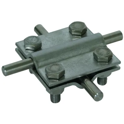 DEHN Kreuzverbinder 318219 | V4A Edelstahl unbehandelt | für Rundleiter 8-10mm & Flachleiter 30mm | 60x60mm