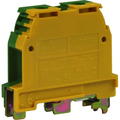 DEHN Schutzleiterklemme SLK 16 910099 | Hutschiene 35mm | 6-25mm² | Schraubanschluss | Thermoplast | grün/gelb
