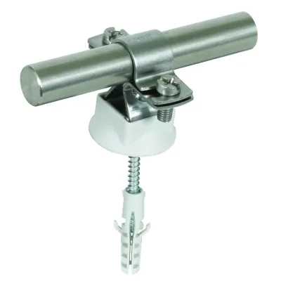 DEHN Stangenhalter 274260 | für Rundstahl 16mm | Edelstahl V2A | vormontiert mit Schraube & Dübel | Schraubschelle