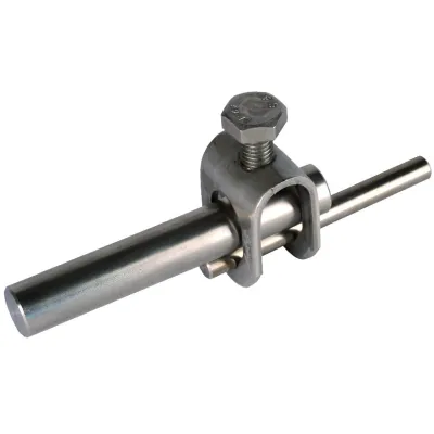 DEHN Stangenklemme 380029 | Edelstahl V2A | für Rundleiter 8-10 mm & Fangstange 16 mm | unbehandelt | Sechskantschraube