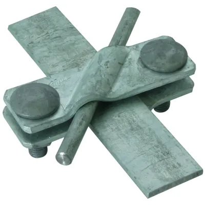 DEHN Kreuzverbinder 308220 | SV-Klemme für Rundleiter 7-10 mm & Flachleiter 30 mm | Stahl verzinkt | Blitzstrom 100 kA