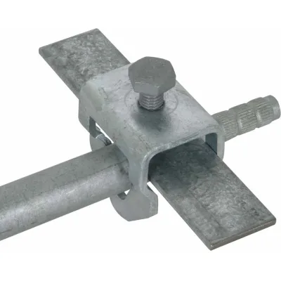 DEHN Anschlussklemme 630120 | Erdungsklemme für Rundleiter 10 mm | Flachleiter bis 30 mm | Stahl feuerverzinkt | D 20 mm