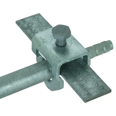 DEHN Anschlussklemme 630120 | Erdungsklemme für Rundleiter 10 mm | Flachleiter bis 30 mm | Stahl feuerverzinkt | D 20 mm