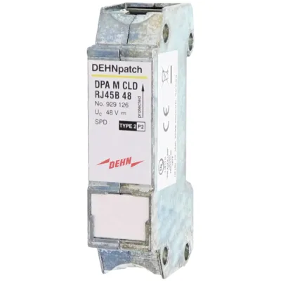 DEHN Überspannungsableiter DPA M CLD RJ45B 48 | 2x RJ45 | Typ 3 | PoE++ 57V | Hutschiene TH35 | 100 MHz | 1A | 10kA