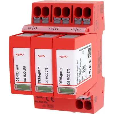 DEHN Überspannungsableiter Typ 2+3 DG MP TNC 275 | 942300 | TN-C Netzform | 3-polig | 230V | 40kA | Hutschiene | IP20