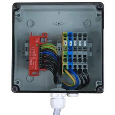 DEHN Überspannungsschutz DCU EMOB 2 32 | Überspannungsableiter Typ 2+3 | IP65 | Hutschiene | für Wallbox | 20kA