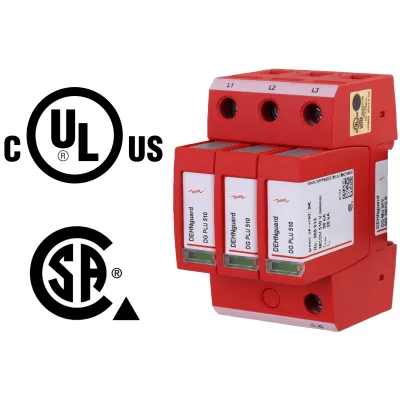DEHN Überspannungsableiter DG MU 3PY 600 3W+G R | 600V AC | 3-polig | 3 kV | Fernmeldekontakt | Hutschiene | IP20