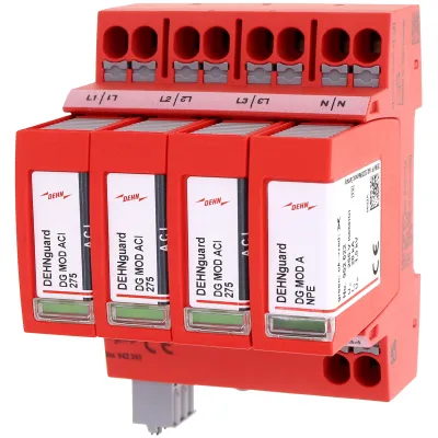 DEHN Überspannungsableiter DG MP TT ACI 275 FM Typ 2 | 4-polig | 275V AC | TN-S/TT | Hutschiene | 20kA | IP20