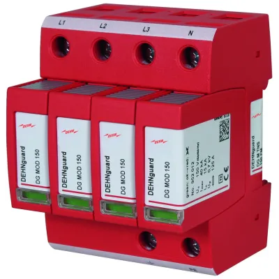 DEHN Überspannungsableiter DG M TNS 150 FM | Typ 2 | 4-polig | TN-S | 120V AC | 40kA | Hutschiene | IP20