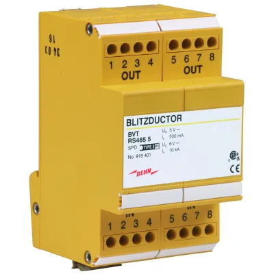 DEHN Überspannungsableiter BLITZDUCTOR VT BVT RS485 5 918401 | Typ 3 | 5V DC | 0,5A | Hutschiene TH35 | 4-Leiter | IP20