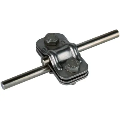 DEHN Trennklemme 459129 | UNI-Trennklemme für 2x Rundleiter 8-10 mm | Edelstahl V2A | Zwischenplatte | unbehandelt