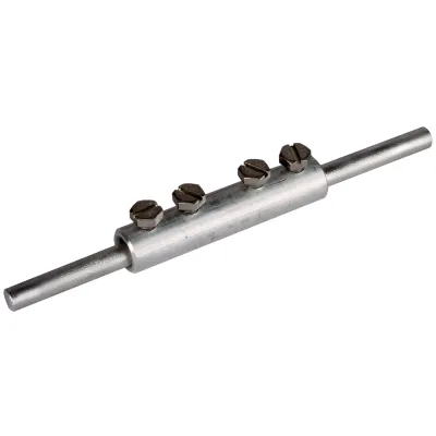 DEHN Verbindungsmuffe 385213 | Muffenverbinder Rundleiter 8 mm | Aluminium | 4x M6 Schrauben | Blitzstrom 100 kA