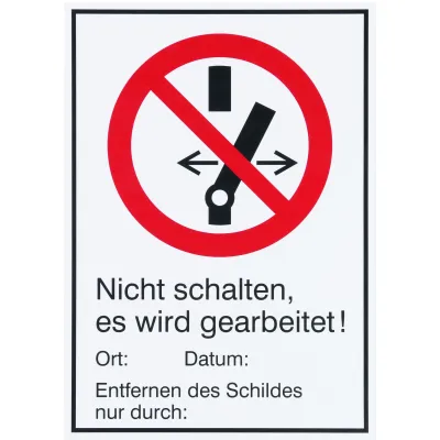 DEHN Warnschild WHS NS EWGA M 700054 | Nicht schalten Es wird gearbeitet | Magnetisch | Folie 210x300 mm | Weiß