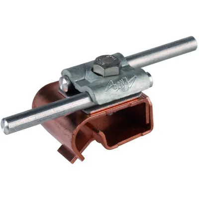 DEHN Dachrinnenklemme 339157 | Zweimetall Cu/Stahl | Rundleiter 8-10mm | Klemmbereich 16-22mm | feuerverzinkt