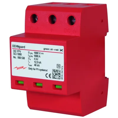 DEHN Überspannungsableiter Typ 2 DG YPV SCI 1000 | PV-Anlagen bis 1000V DC | 25kA | Hutschiene | 2-polig | IP20 | 3TE
