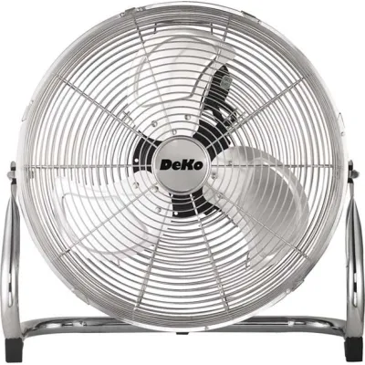 Dekon Design Bodenventilator B141 | Standventilator 44 cm | 120W | 3 Stufen | Metall-Propeller | neigbar | Chrom