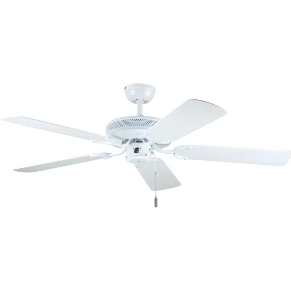 DeKo Deckenventilator BC855OUT | 132 cm | 5 Kunststoffflügel | 3-stufiger Zugschalter | Sommer- & Winterbetrieb | weiß