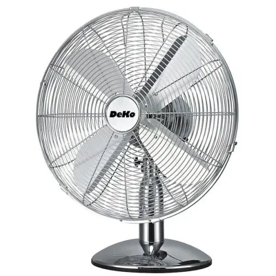 Dekon Design Tischventilator B 500 Stratos | 29 cm | 35W | 3 Stufen | Metall-Propeller | oszillierend & neigbar | Chrom