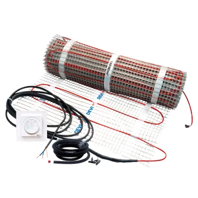 DEVI Dünnbett-Heizmatte 140F0474 | Fußbodenheizung 150W/m² 6m² | inkl. DEVIregT Connect Thermostat | polarweiß