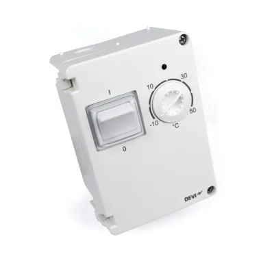 DEVIreg 610 Aufputz-Thermostat 230V | 10A | Leitungsfühler 3m | IP44 | -10°C bis +50°C | Weiß