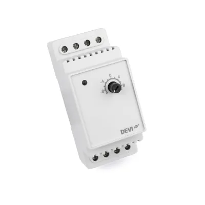 DEVI Thermostat DEVIreg 330 140F1070 | Temperaturregler -10°C bis +10°C | DIN-Schiene | 230V 16A | weiß