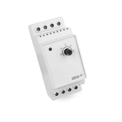 DEVI Thermostat DEVIreg 330 140F1070 | Temperaturregler -10°C bis +10°C | DIN-Schiene | 230V 16A | weiß