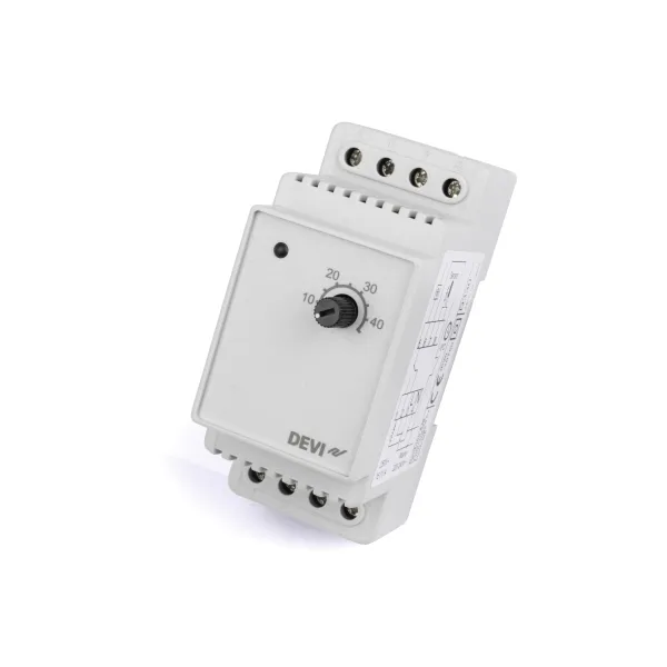 DEVI Thermostat DEVIreg 330 140F1072 | elektronisch | 5-45°C | DIN Hutschiene | 230V 16A | Leitungsfühler | reinweiß