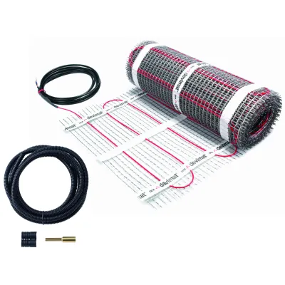 DEVI Dünnbettheizmatte 83030574 | Heizmatte 150 W/m² 600 W | 4 m² 0,5x8 m | selbstklebend | 4 mm | Bad & Küche | 230 V