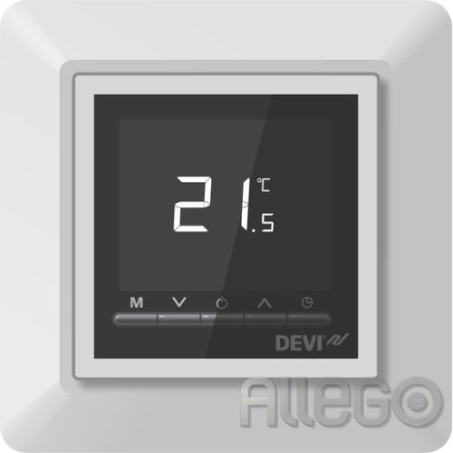 Bild: DEVI Timer-Thermostat m. 1-fach-Rahmen ws 140F1055