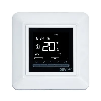 DEVI Thermostat 140F1055 | Raumthermostat für Fußbodenheizung | Timer | 230V | 15A | IP21 | reinweiß RAL 9010
