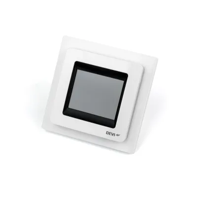 DEVI Uhren-Thermostat DEVIreg Touch 140F1071 | Fußbodenheizung Thermostat 230V 16A | Touchscreen | Aufputz | weiß