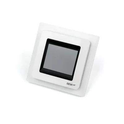 DEVI Uhren-Thermostat DEVIreg Touch 140F1071 | Fußbodenheizung Thermostat 230V 16A | Touchscreen | Aufputz | weiß