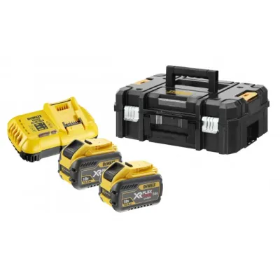 DEWALT Akku-Starter-Set DCB118Y2T-QW | XR FLEXVOLT 2x 54V 216Wh | Schnellladegerät DCB118 | T STAK Box II | Schwarz/Gelb
