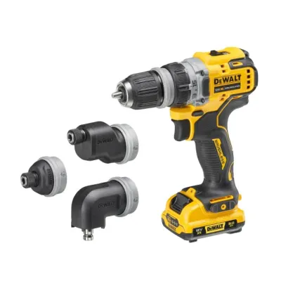 DEWALT Akku-Bohrschrauber DCD703L2T-QW | 12V 2x3Ah | 4 Köpfe | bürstenlos | Schnellspannbohrfutter | kompakt | kraftvoll