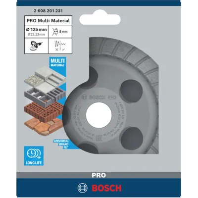 Bosch Diamant-Topfscheibe 2608201231 | 125 mm | 22,23 mm Bohrung | Turbosegment | für Beton & Granit | Profi Zubehör
