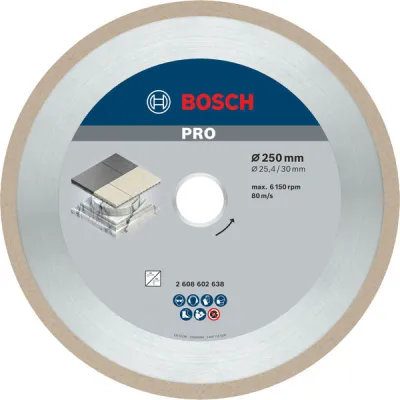 Bosch Diamanttrennscheibe 2608602638 | PRO Ceramic | Ø250 mm | Bohrung 30/25,4 mm | Fliesen, Keramik, Naturstein