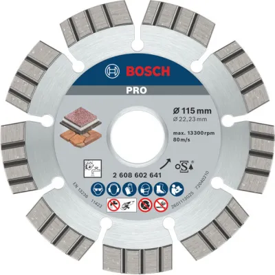 Bosch Diamanttrennscheibe 2608602641 | Ø 115 mm | Bohrung 22,23 mm | für Beton, Naturstein, Waschbeton | Profiqualität