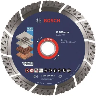 Bosch Diamanttrennscheibe 2608900662 | Ø 180 mm | Multi Material | für Beton, Naturstein, Metall | robuste Schneidekante